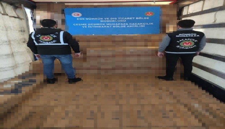 İtalya’dan Çeşme’ye getirilen tırda 1 milyon paket kaçak sigara ele geçirildi