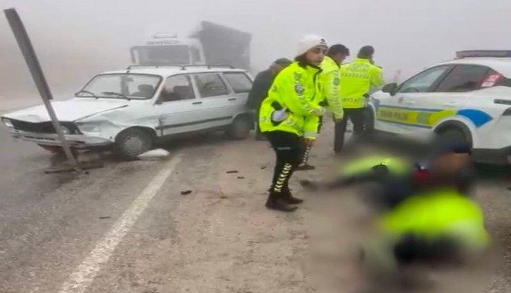 Denizli'de yoğun sis kazaya sebep oldu: 3 polis yaralandı