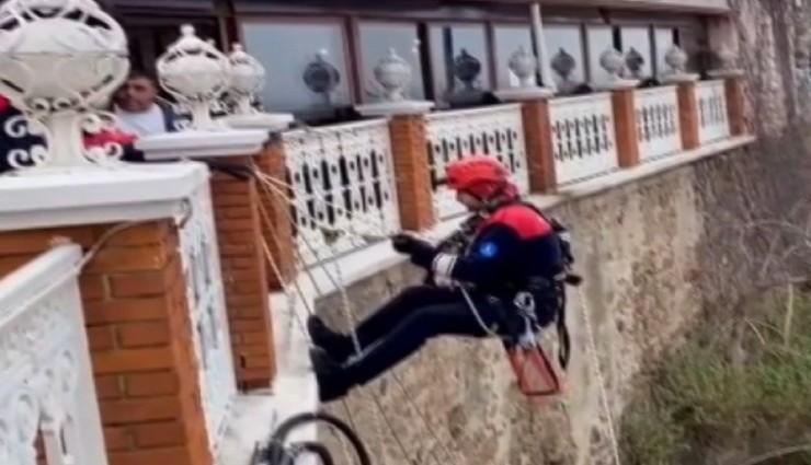 İzmir'de tellerde mahsur kalan kediyi kurtarma operasyonu