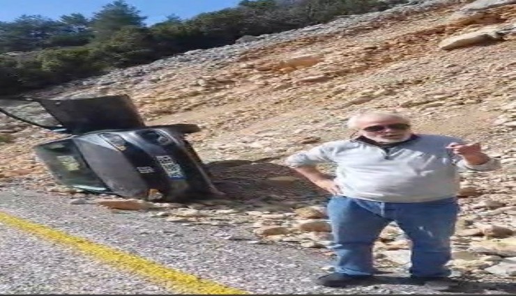 Muğla'da manzarayı izlerken, el frenini çekmediği otomobili uçurumdan yuvarlandı