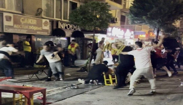 Göztepeli taraftarlarla esnaf kavga etti, sandalyeler havada uçuştu