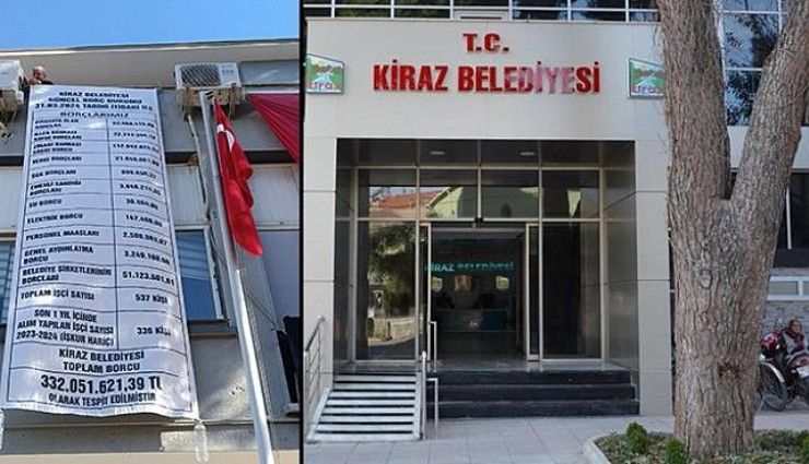 Kiraz Belediyesi'nde şok pankart: 332 milyon TL'nin üzerinde  borç