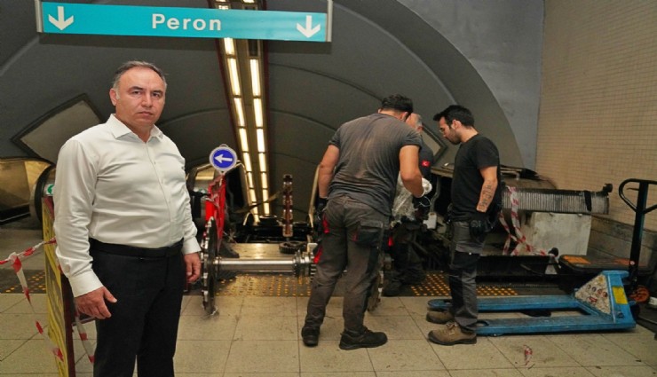 Metronun yürüyen merdivenlerinde geniş kapsamlı bakım çalışması