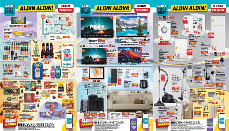 A101’e valiz, koltuk, süpürge geliyor! 3 Ekim 2024 A101 aktüel kataloğu