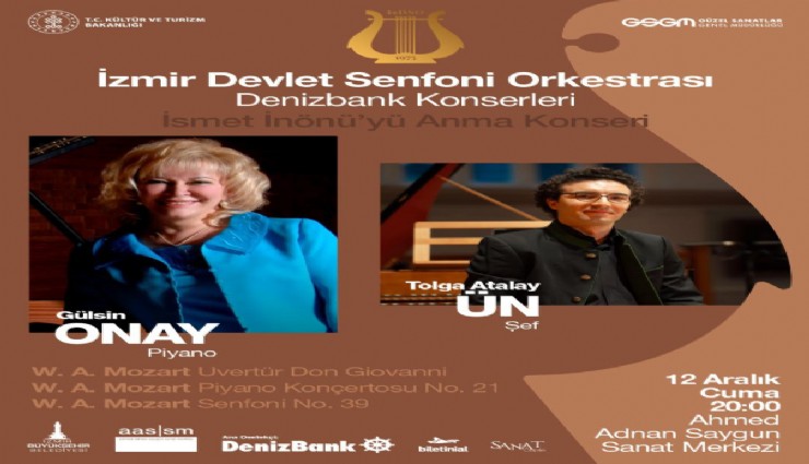 Gülsin Onay ve Şef Tolga Atalay Ün’den İzmir’de mozart akşamı