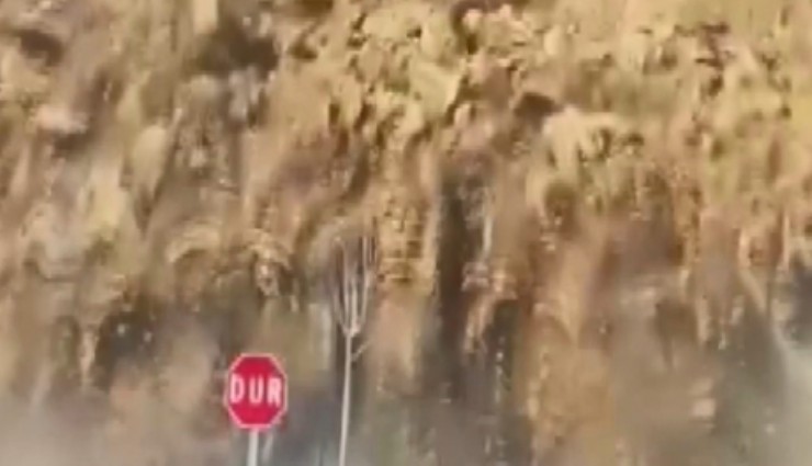 Ordu’da heyelan anı kamerada