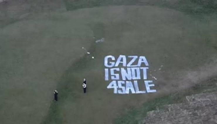 Trump'ın İskoçya'daki golf kulübünde Filistin eylemi: ''Gazze satılık değildir''