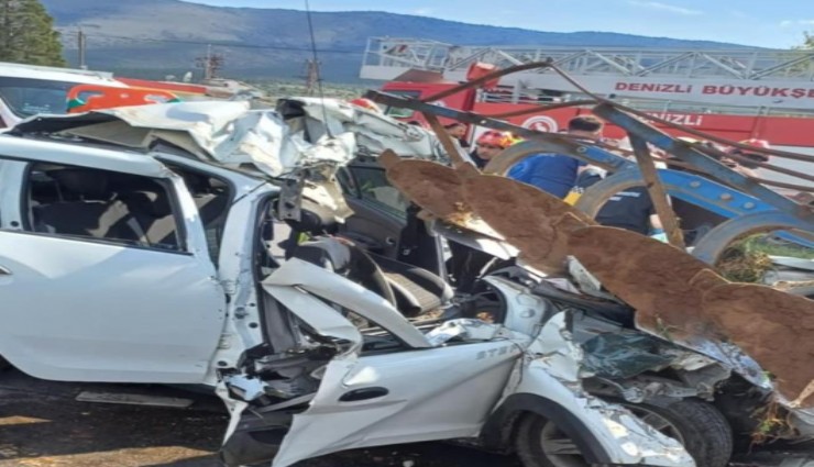 Denizli'de feci kaza: Otomobilin traktöre çarptığı kazada ağır yaralanan kadın kurtarılmadı