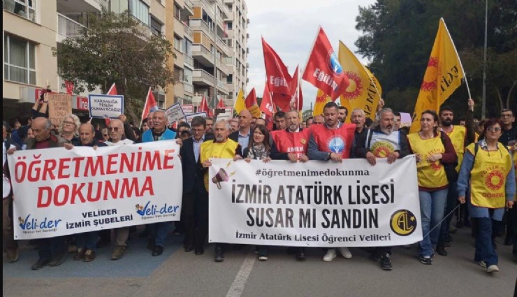İzmirliler sürgün edilen öğretmenlere sahip çıktı: Binlerce kişi yürüdü