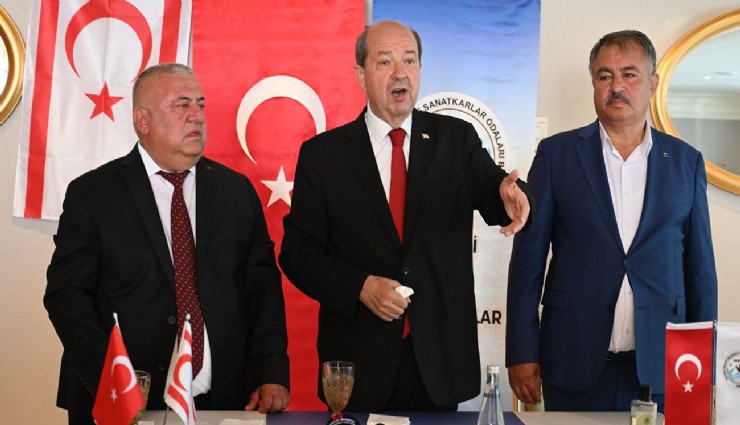 KKTC Cumhurbaşkanı Tatar, Denizli esnafıyla buluşmasında Rum tarafına sert mesaj verdi