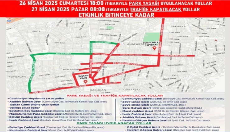 Manisa’da o yollar trafiğe kapatılacak