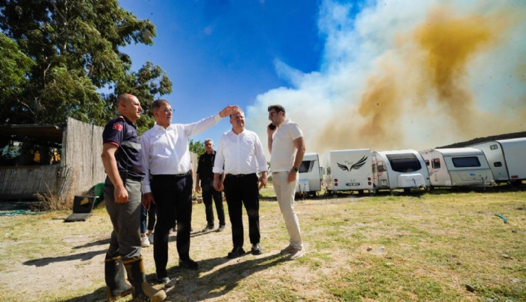 Başkan Tugay yangın bölgesinde sahada: Tüm imkanlar seferber edildi