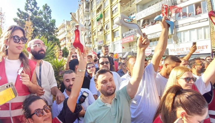 Aydın’da topuklar Çerçioğlu’na tepki için havaya kalktı