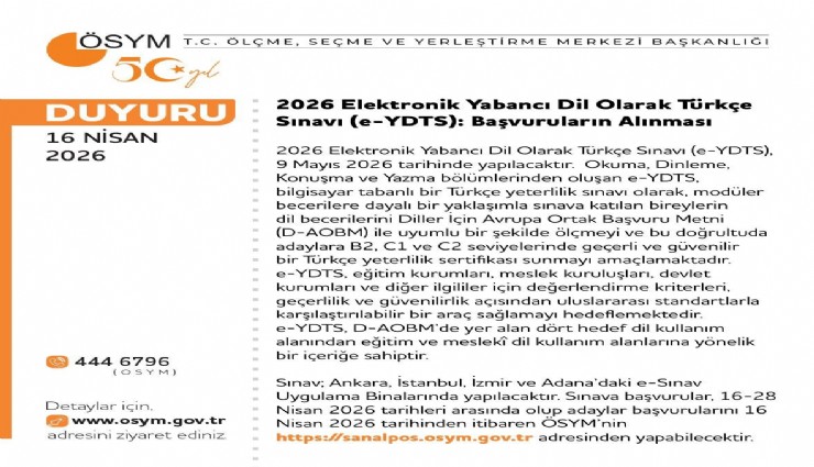 ÖSYM'den Türkiye'de bir ilk: e-YDTS başvuruları açıldı