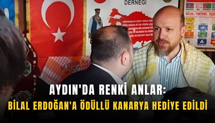 Aydın'da renki an: Bilal Erdoğan'a ödüllü kanarya hediye edildi