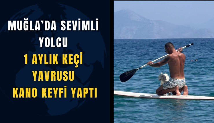 Muğla’da sevimli yolcu: 1 aylık keçi yavrusu kano keyfi yaptı