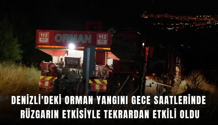 Denizli'deki orman yangını gece saatlerinde rüzgarın etkisiyle tekrardan etkili oldu